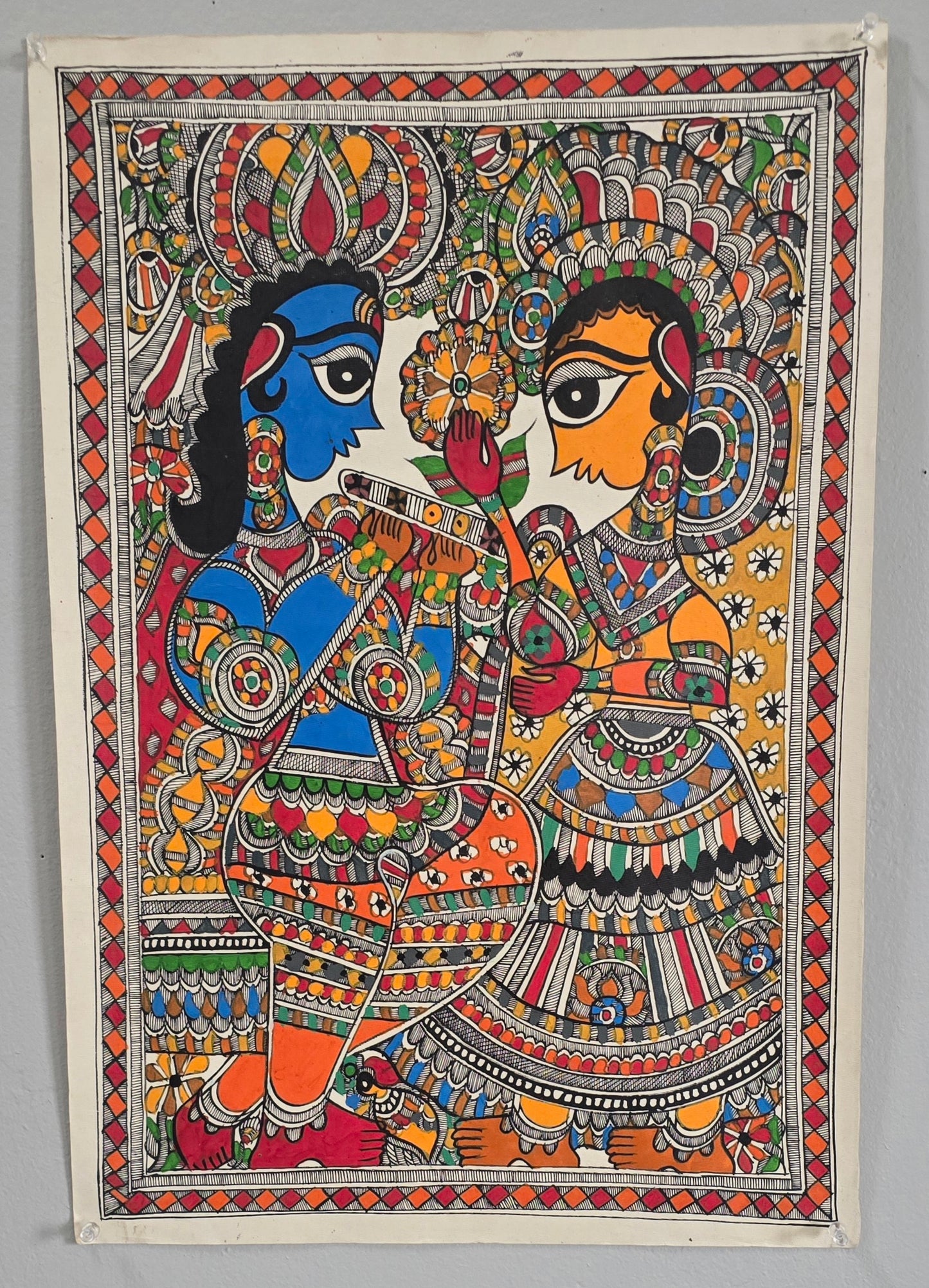 Madhubani or Mithila Painting –Radha Krishna, the eternal Love story.