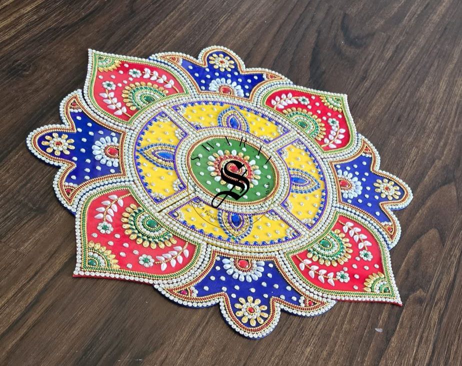 Handmade Acrylic Rangoli. Set of 13 pieces. Multi color. Size - 15 inch.