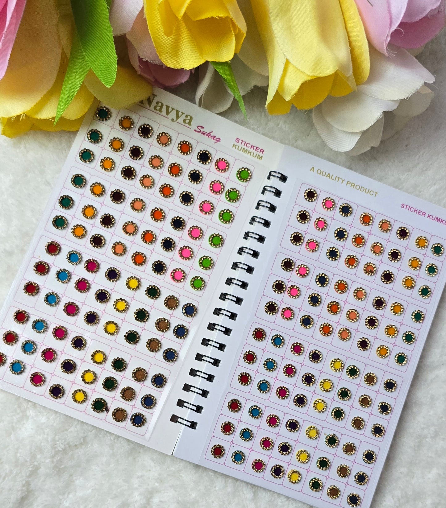 Navya - 480 count multi size multi color STONE BORDER spiral Bindi Book.