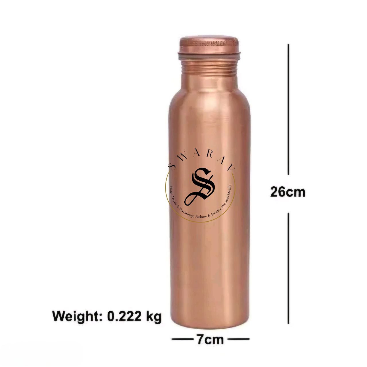 Pure Copper water bottle - 1 liter capacity.