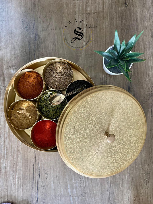Handicrafted pure Brass masala/spice Box.