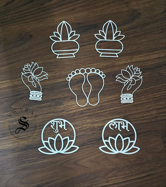 Pack of 7 Rangoli Stencil. Size - 3 inch each.