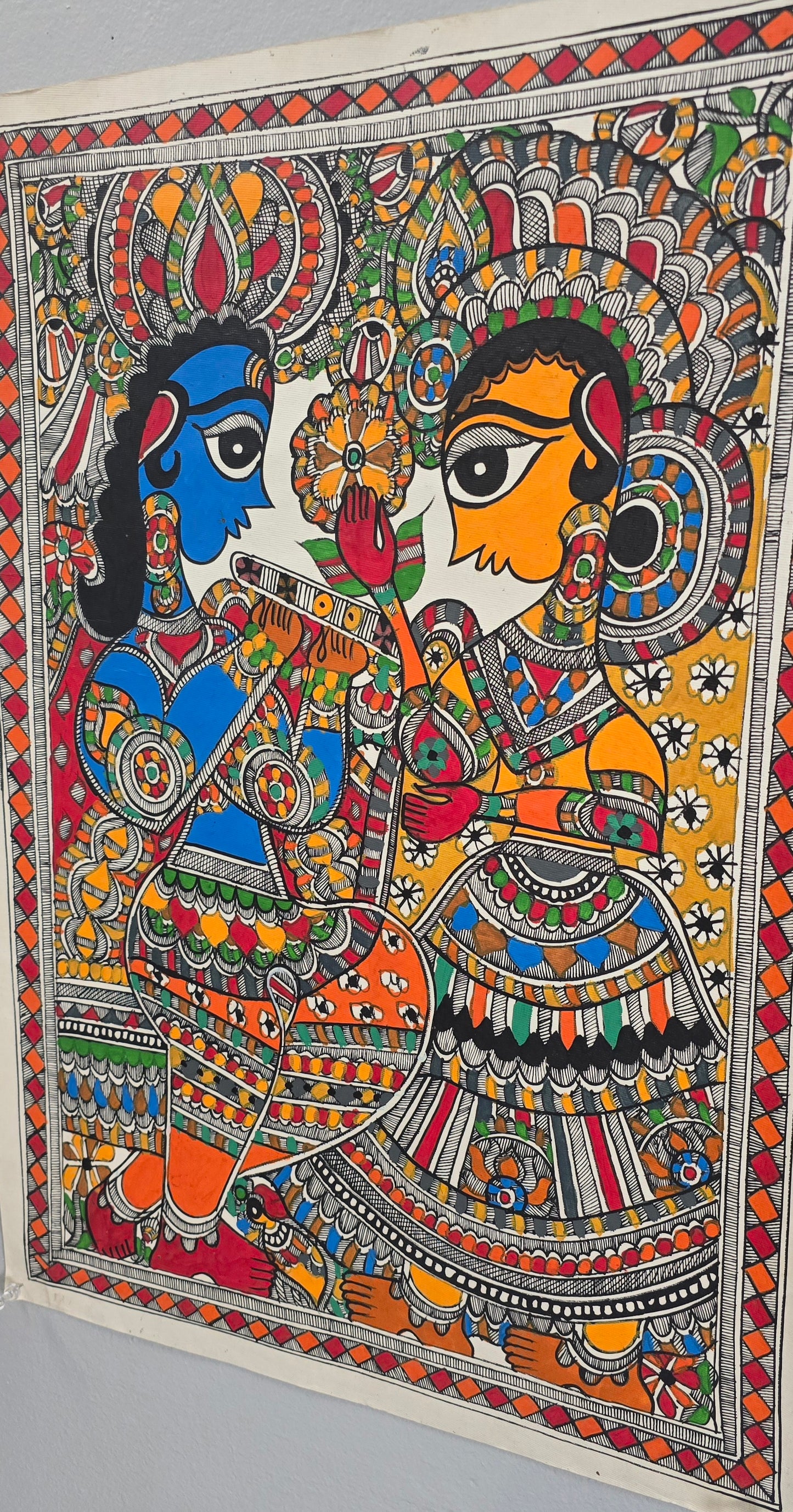 Madhubani or Mithila Painting –Radha Krishna, the eternal Love story.