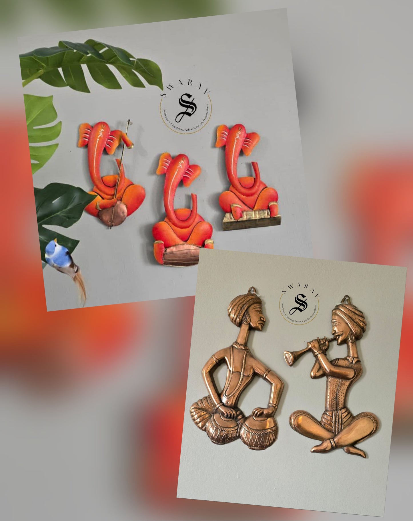 Melodic ensemble wall art BUNDLE of wrought Iron and Copper polished Black Metal.