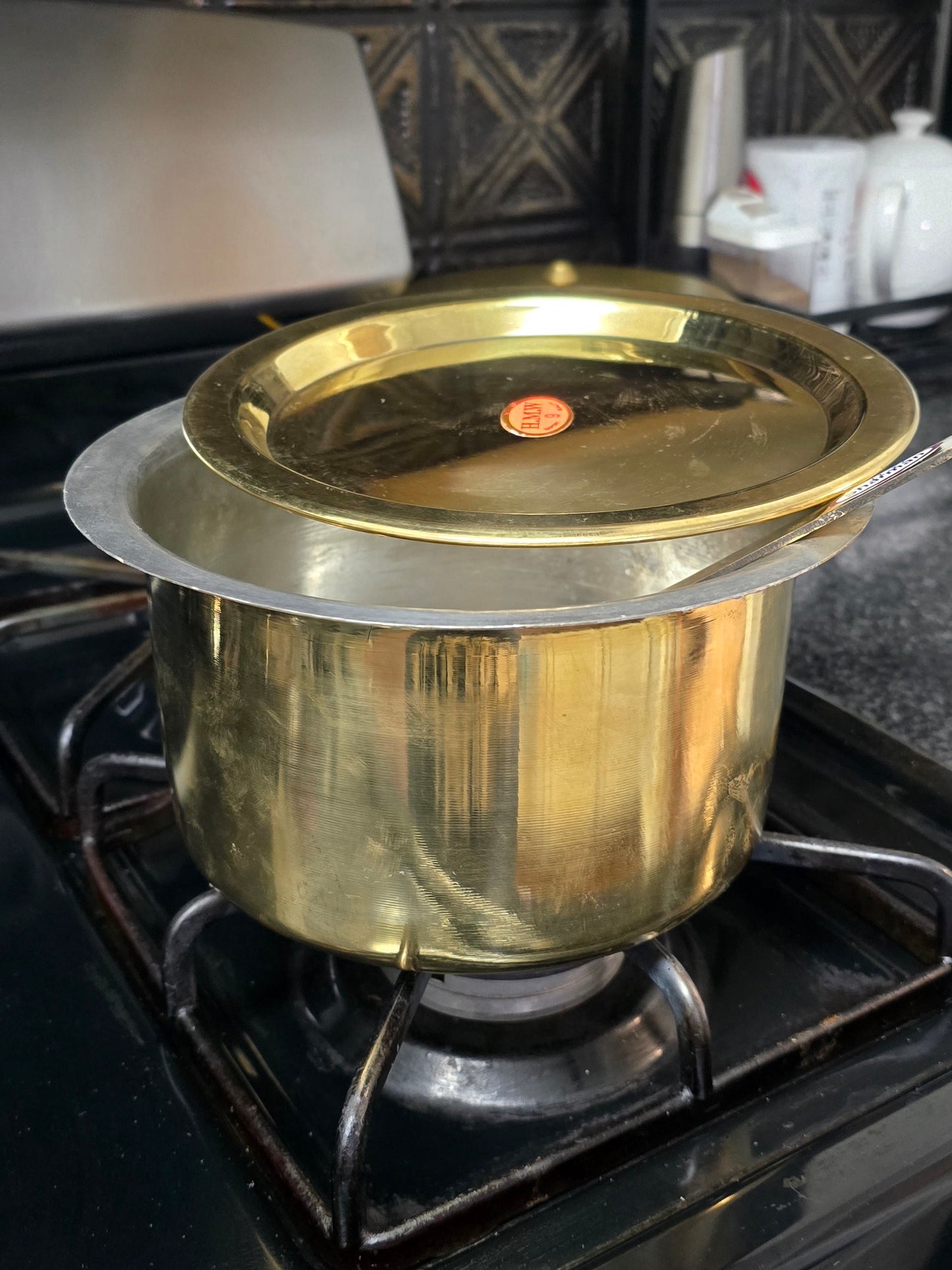 Pure Brass vessel with Tin coating. Set of 3. Capacity - 2 Liter. NOT INDUCTION CAPATIBLE. Design - 2.