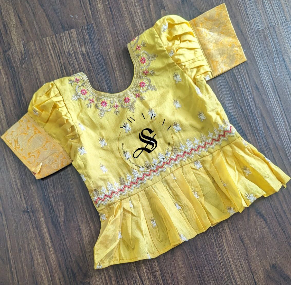 Zari woven cotton blend  Pavadai set ( Ghaghra Blouse )for Baby Girl . Age 6.