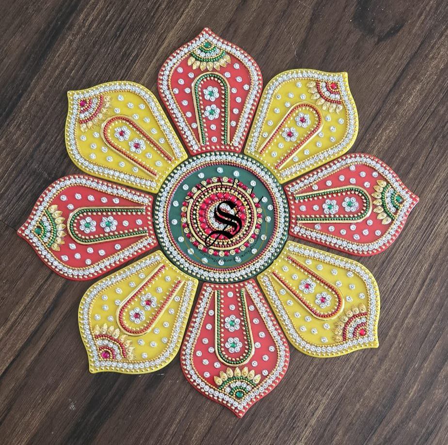 Handmade Acrylic Rangoli. Set of 9 pieces. Size - 12 inch