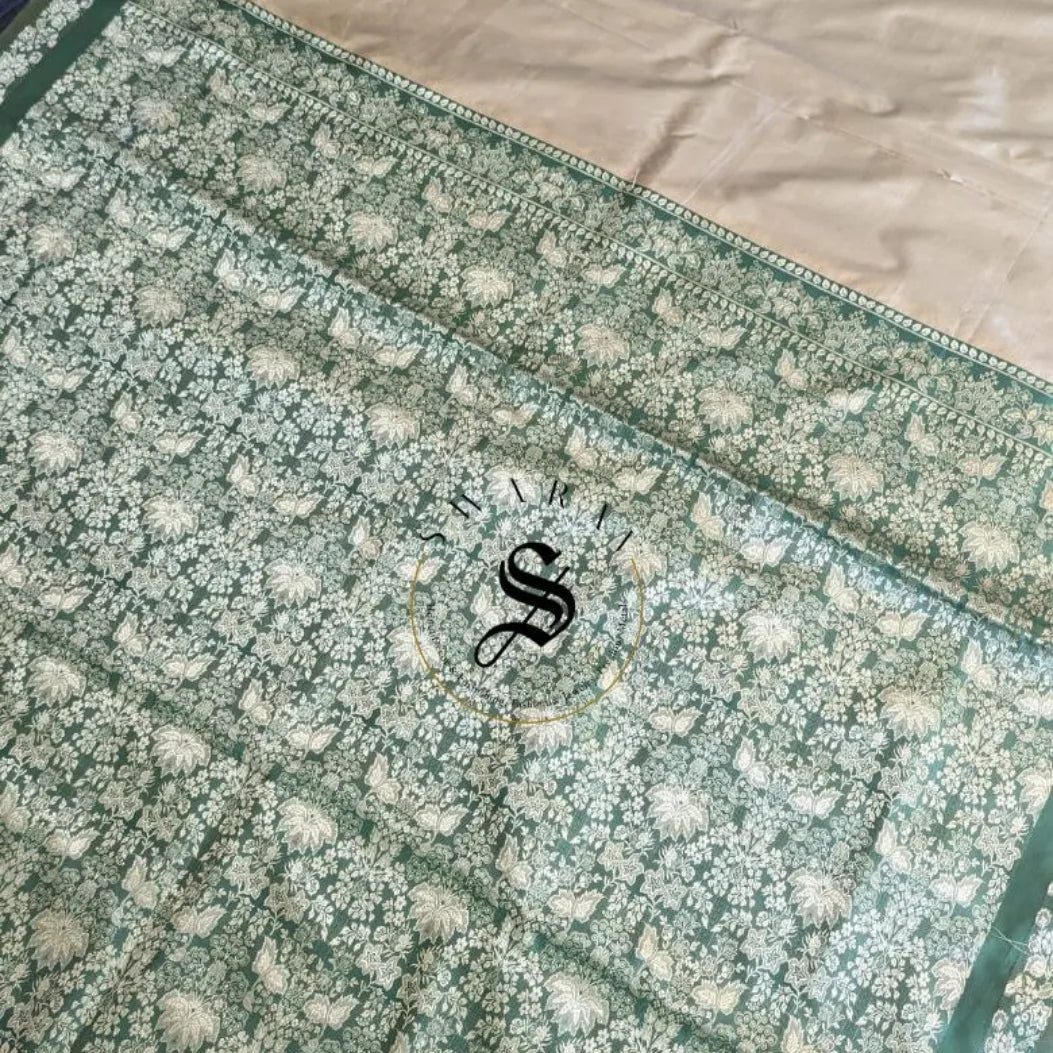 Soft Satin Silk self border Saree with grand contrast pallu and stitched blouse