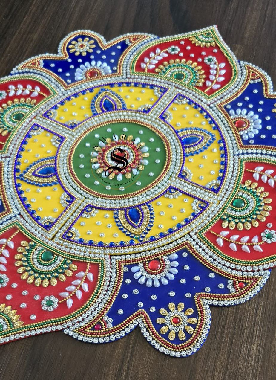 Handmade Acrylic Rangoli. Set of 13 pieces. Multi color. Size - 15 inch.