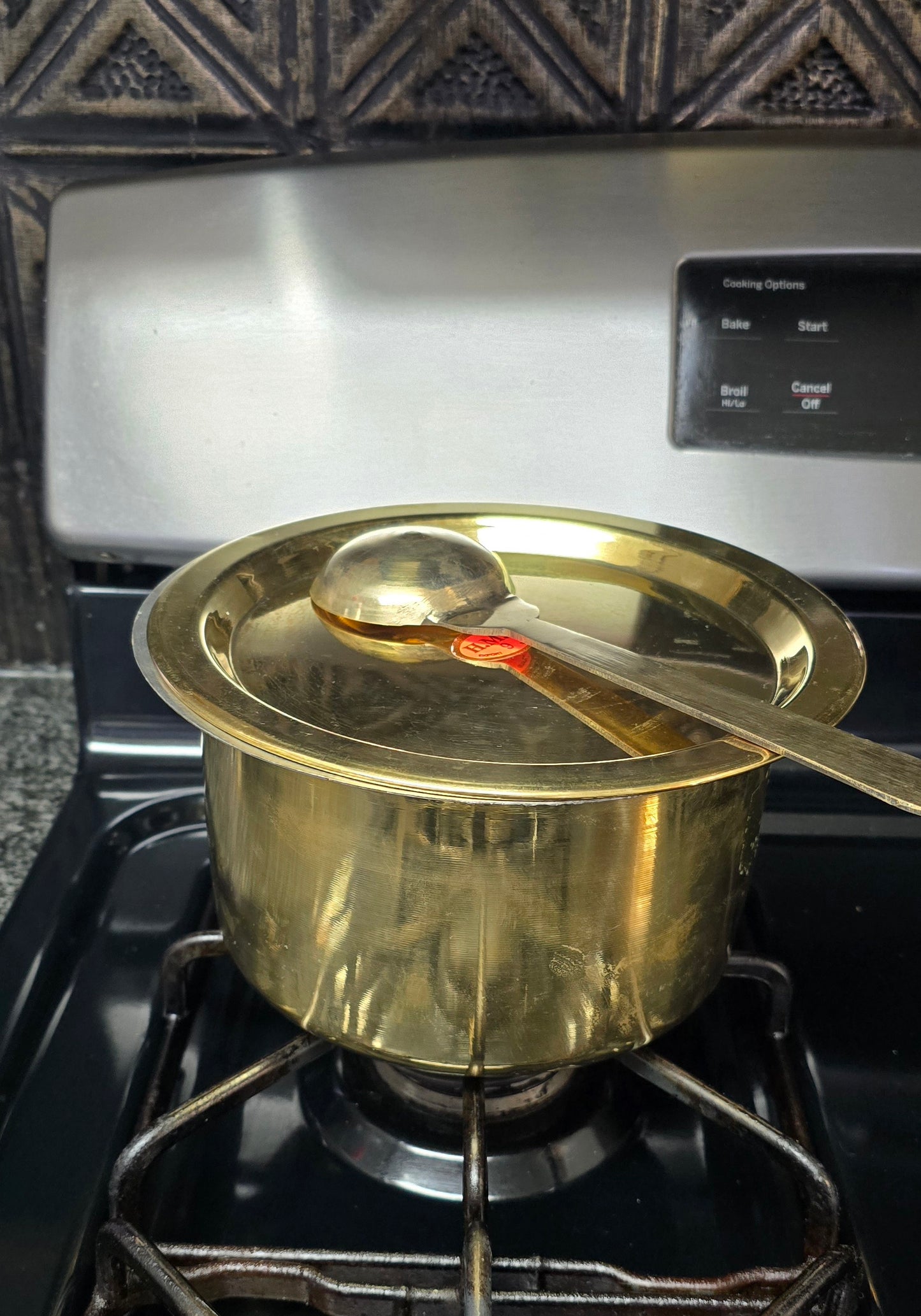 Pure Brass vessel with Tin coating. Set of 3. Capacity - 2 Liter. NOT INDUCTION CAPATIBLE. Design - 2.