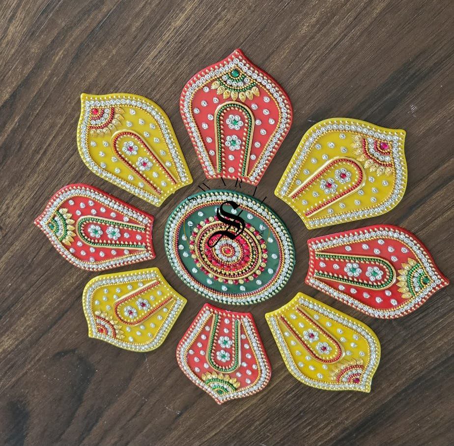 Handmade Acrylic Rangoli. Set of 9 pieces. Size - 12 inch