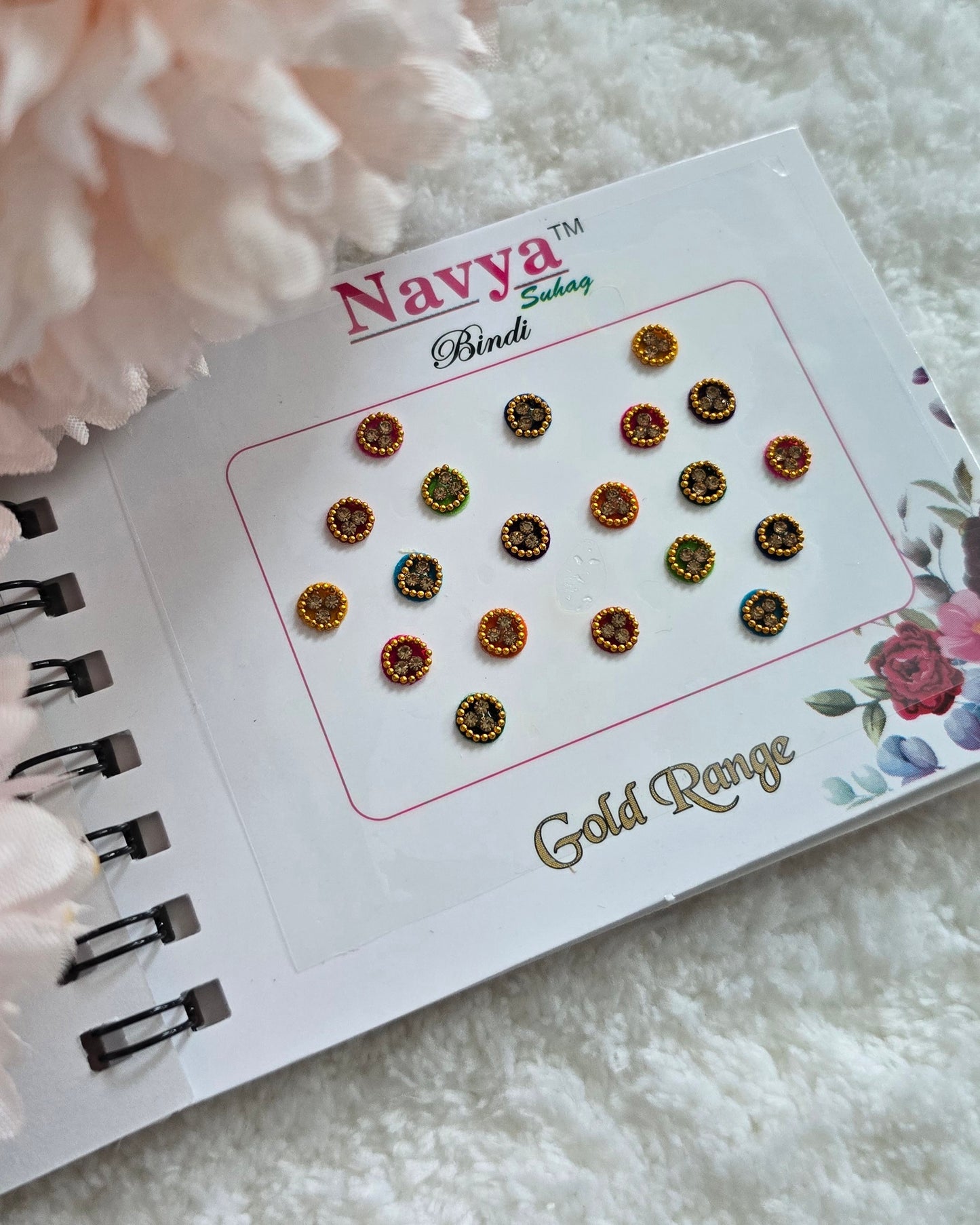 Pack of 3 - Navya multi-colored multi shape pocket size spiral Bindi book.
