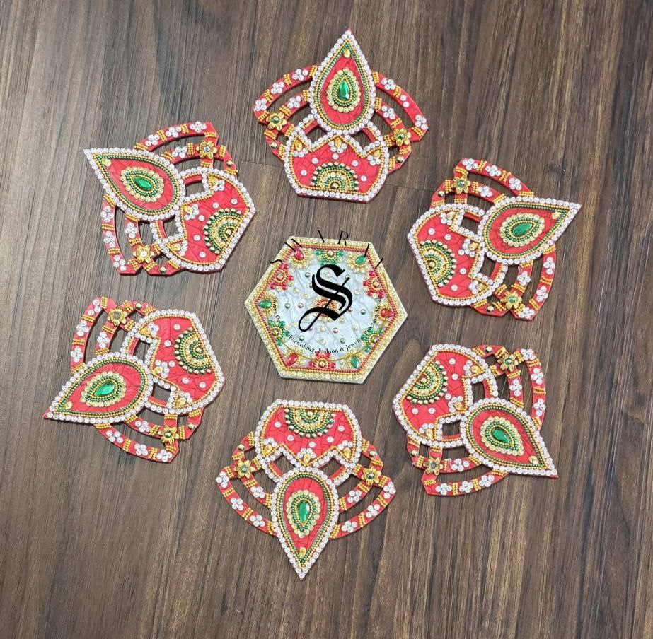 Handmade Acrylic Rangoli, set of 7 pieces. Size - 12 inch