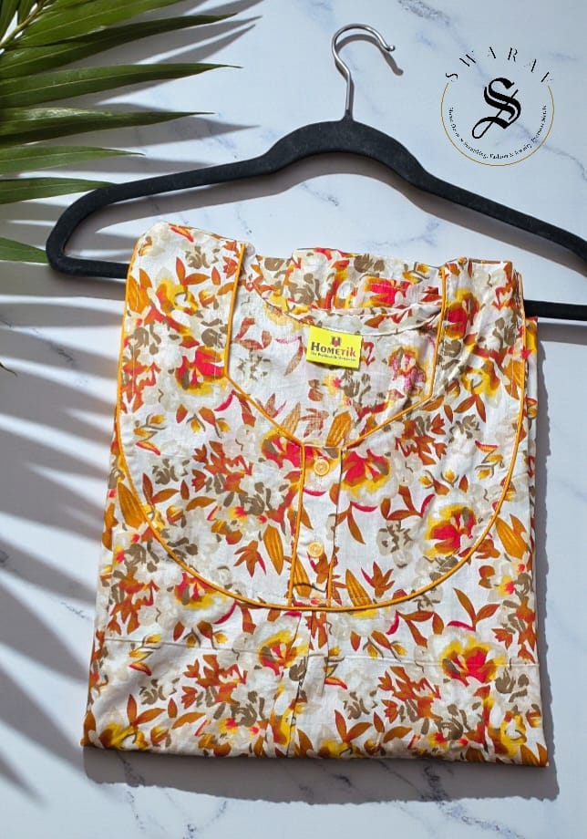 Pure Cotton Women's Nighty / long gown/ Indian nighty. Size - XL