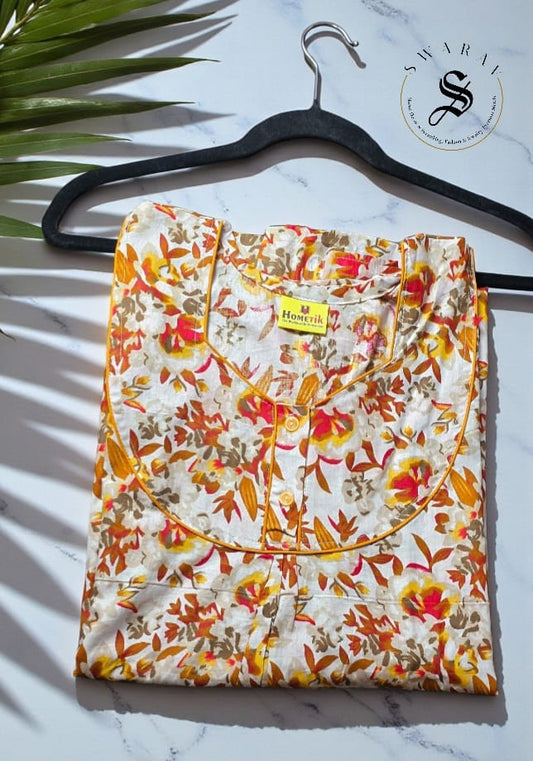 Pure Cotton Women's Nighty / long gown/ Indian nighty. Size - XL