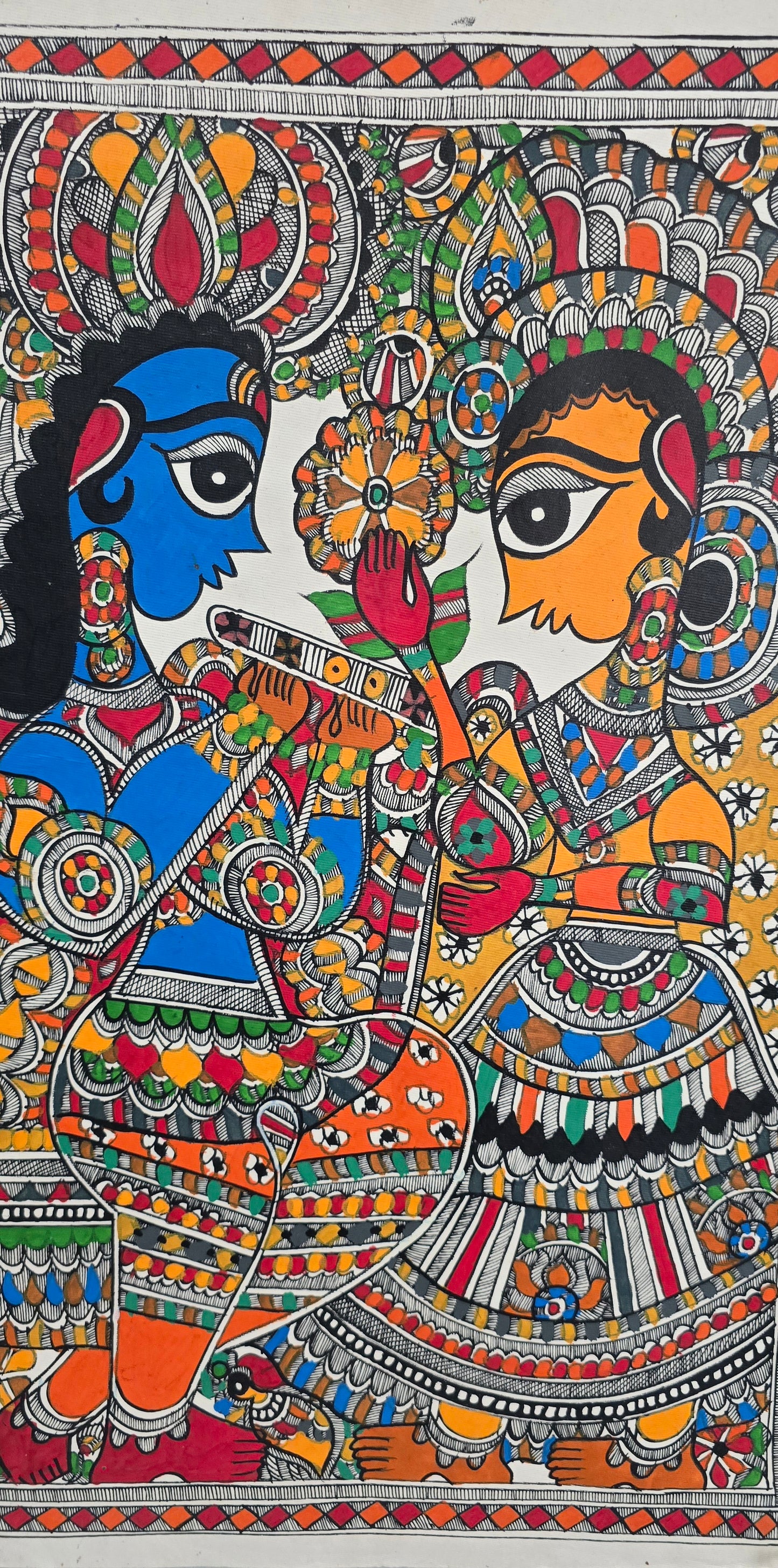 Madhubani or Mithila Painting –Radha Krishna, the eternal Love story.