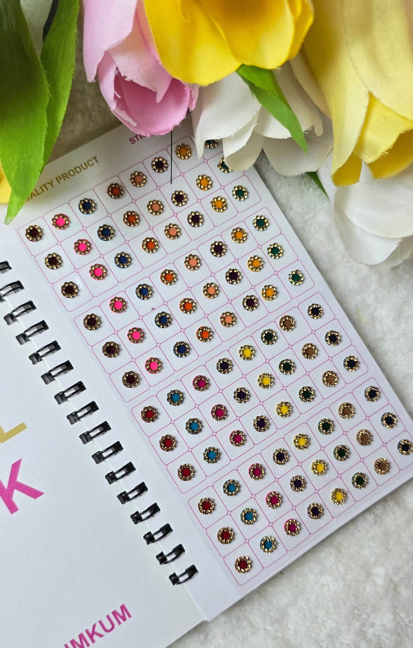Navya - 480 count multi size multi color STONE BORDER spiral Bindi Book.