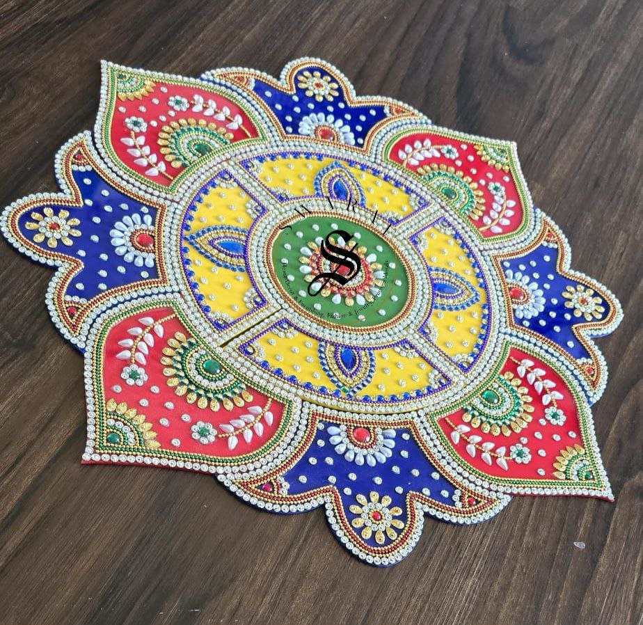 Handmade Acrylic Rangoli. Set of 13 pieces. Multi color. Size - 15 inch.