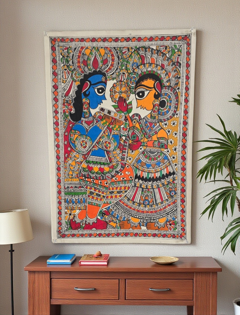 Madhubani or Mithila Painting –Radha Krishna, the eternal Love story.