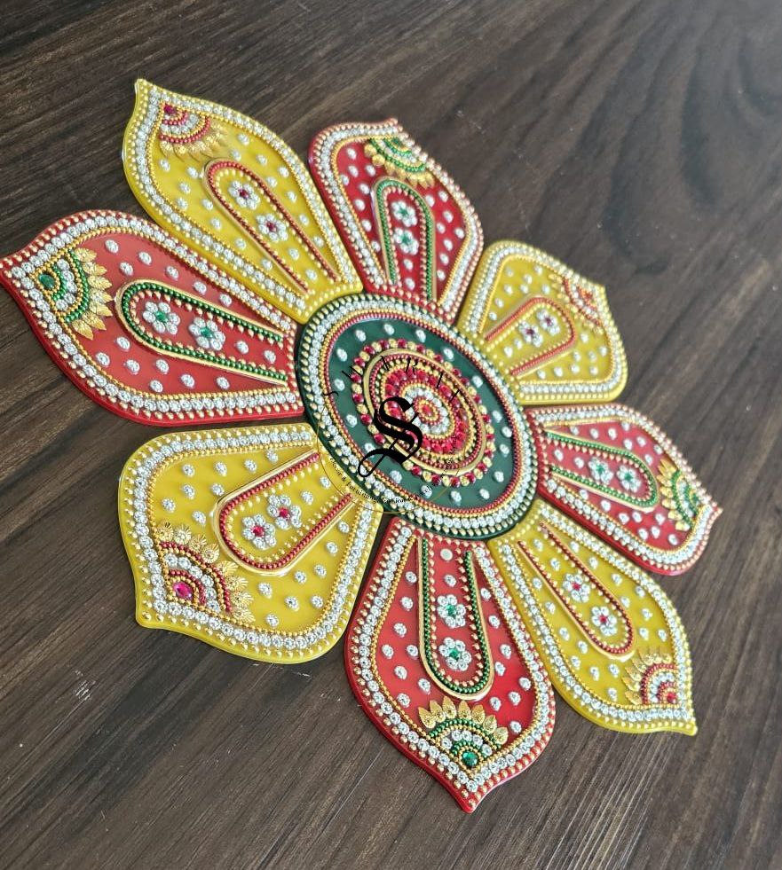 Handmade Acrylic Rangoli. Set of 9 pieces. Size - 12 inch