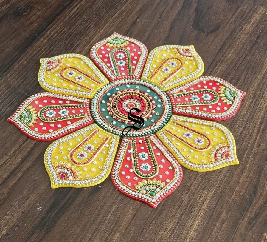 Handmade Acrylic Rangoli. Set of 9 pieces. Size - 12 inch