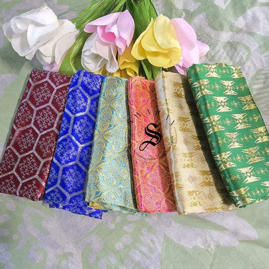 Set of 6 - silk thread weaving 1 meter Jacquard Blouse piece for tambulam.