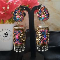 Cylindrical Beads Jhumka