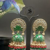 Lotus Jumkas with Meenakari work.