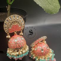 Lotus Jumkas with Meenakari work.